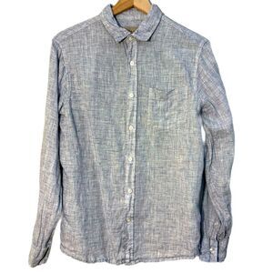 Jachs Blue Linen Casual Button-Down Shirt Pocket Men’s M.